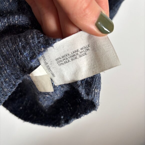 Vintage Silk Wool Cardigan Sweater Blue Y2K Zip Quiet Luxury Minimalist Small - Picture 8 of 8